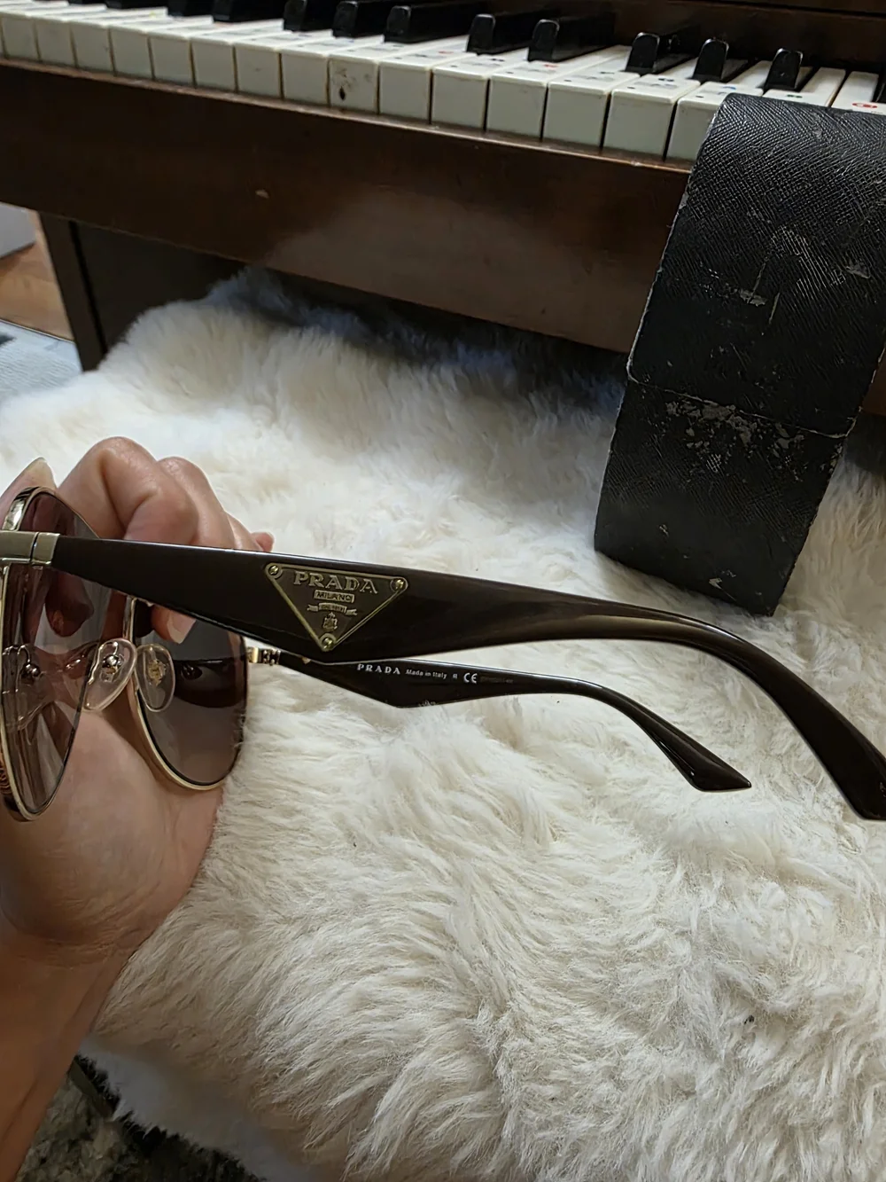 Prada Gold Frame Sunglasses with Brown Gradient Lenses